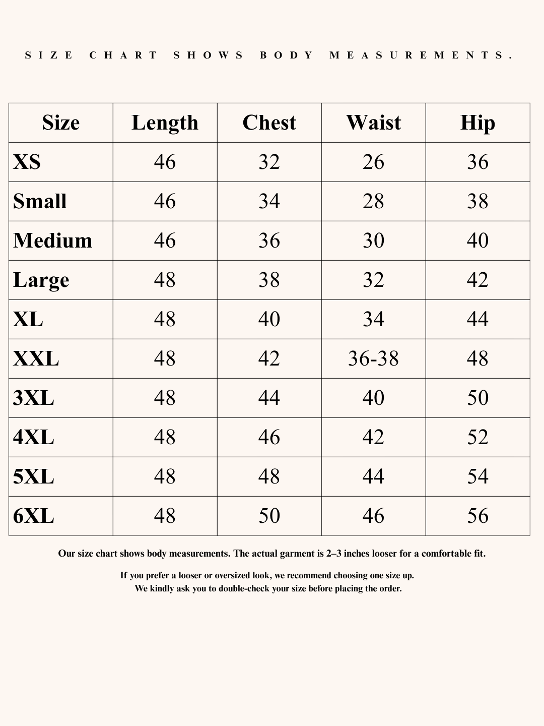 Size Chart